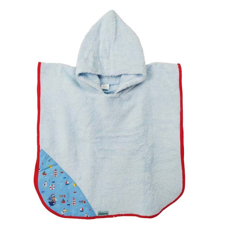 Poncho con estampado de mar