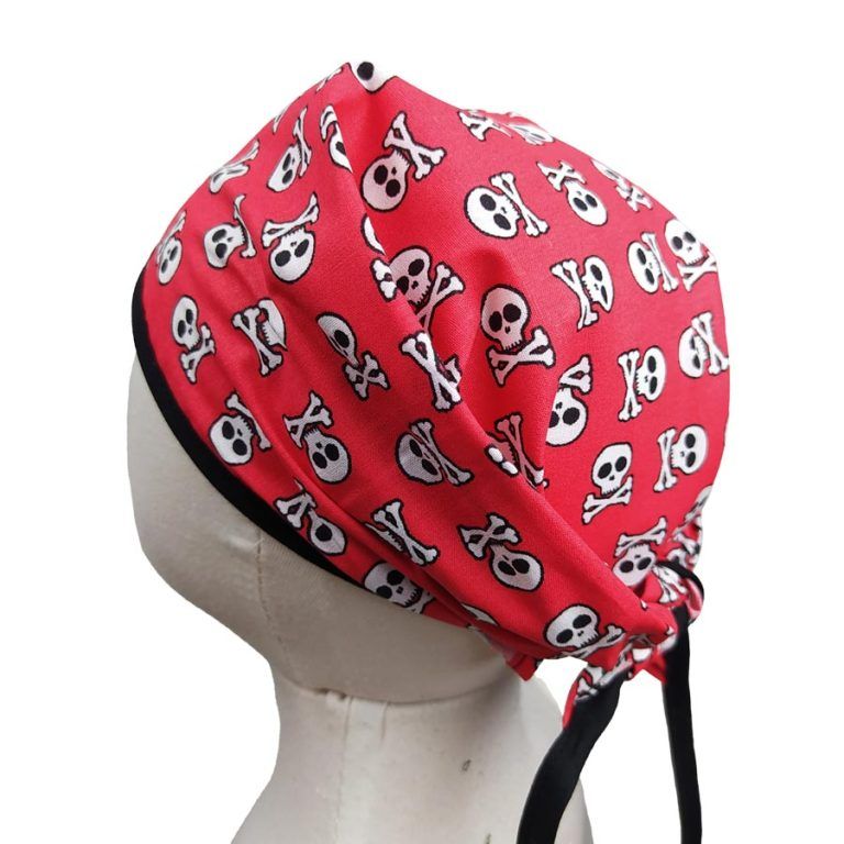 Pañuelo pirata rojo calaveras